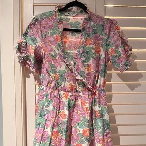 Simons Floral Ruffle Aline Mini Dress size EU 38